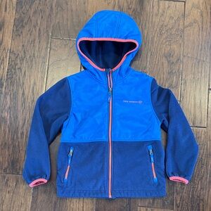 Free Country Blue/Orange Zip up Fleece Hooded Jacket sz M(5/6)